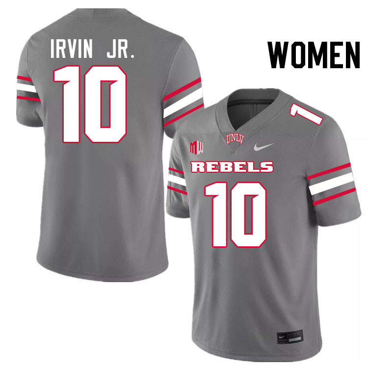 Women #10 DeAngelo Irvin Jr. UNLV Rebels College Football Jerseys Stitched-Grey